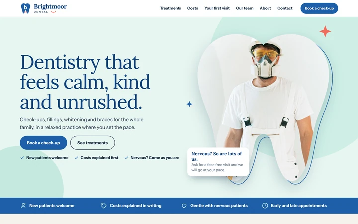 Brightmoor Dental: a light dentist website template