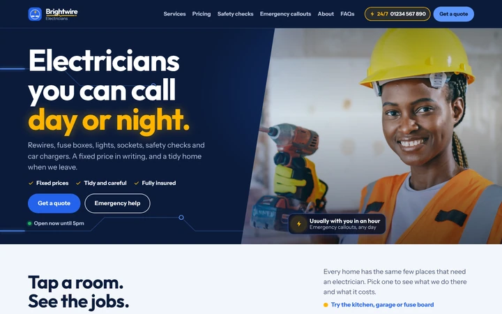 Brightwire Electrical: a light electrician website template