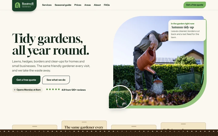Rootwell Gardeners: a light gardener website template