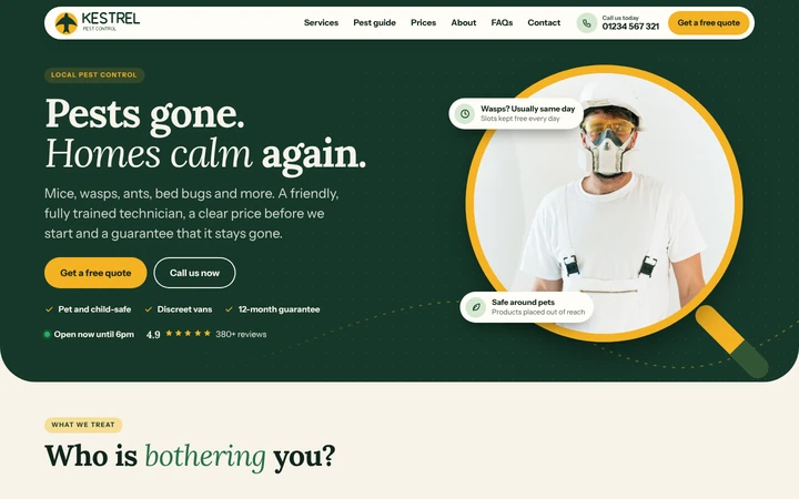 Kestrel Pest Control website template