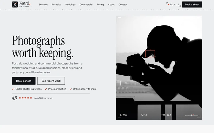 Kestrel Studio: a light photographer website template