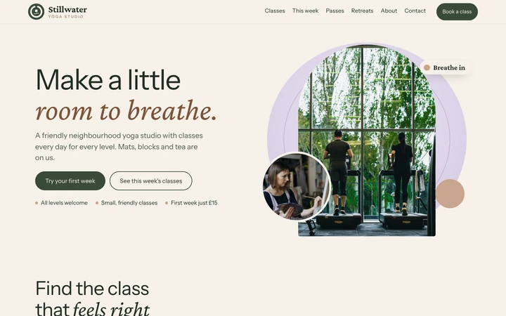 Stillwater Yoga Studio website template